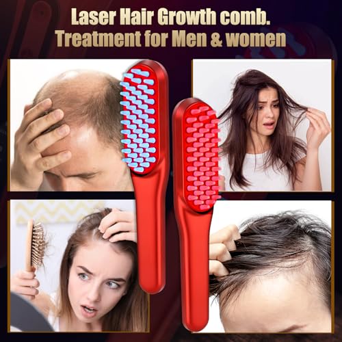 Men'S Grooming Brush - หวีเลเซอร์กระตุ้นการเจริญเติบโตของเส้นผม, การรักษาด้วยแสงสีแดงเพื่อกระตุ้นการเจริญเติบโตของเส้นผม เหมาะสำหรับทั้งชายและหญิง