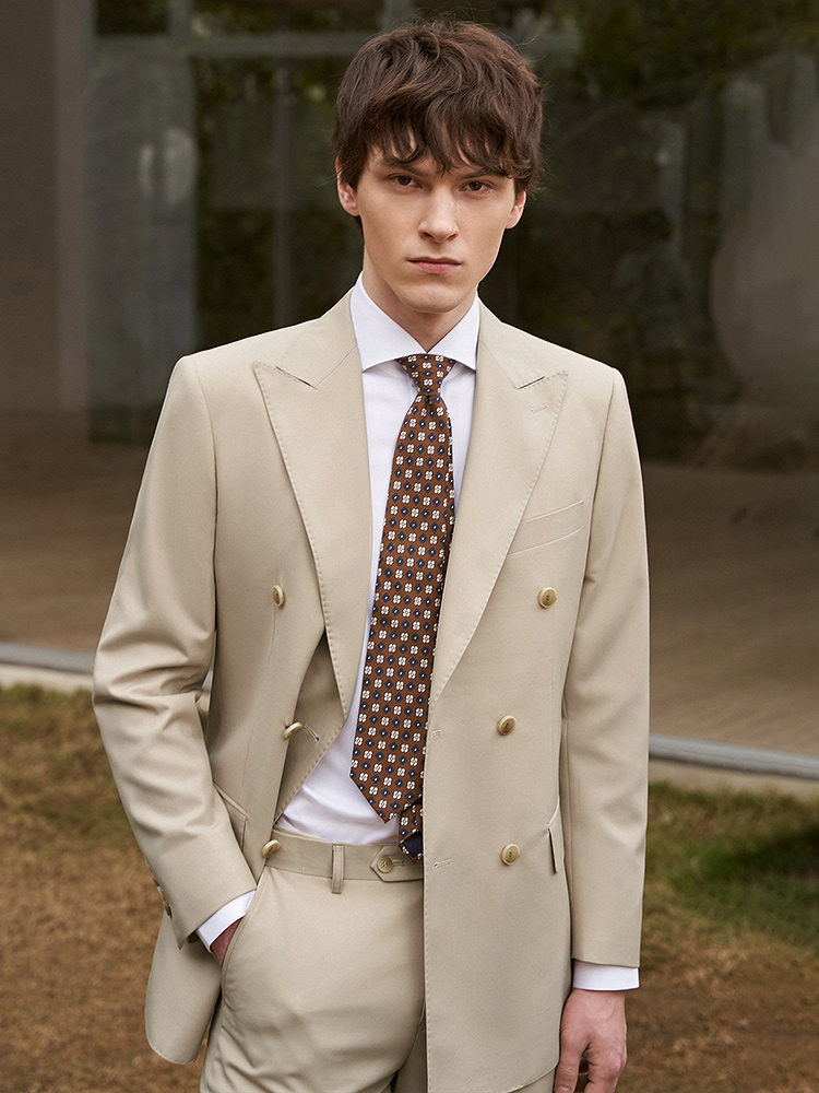 Young Men'S Grooming - ขนสัตว์ 30% ผู้ชายชุด Blazer กางเกงคู่ Beige