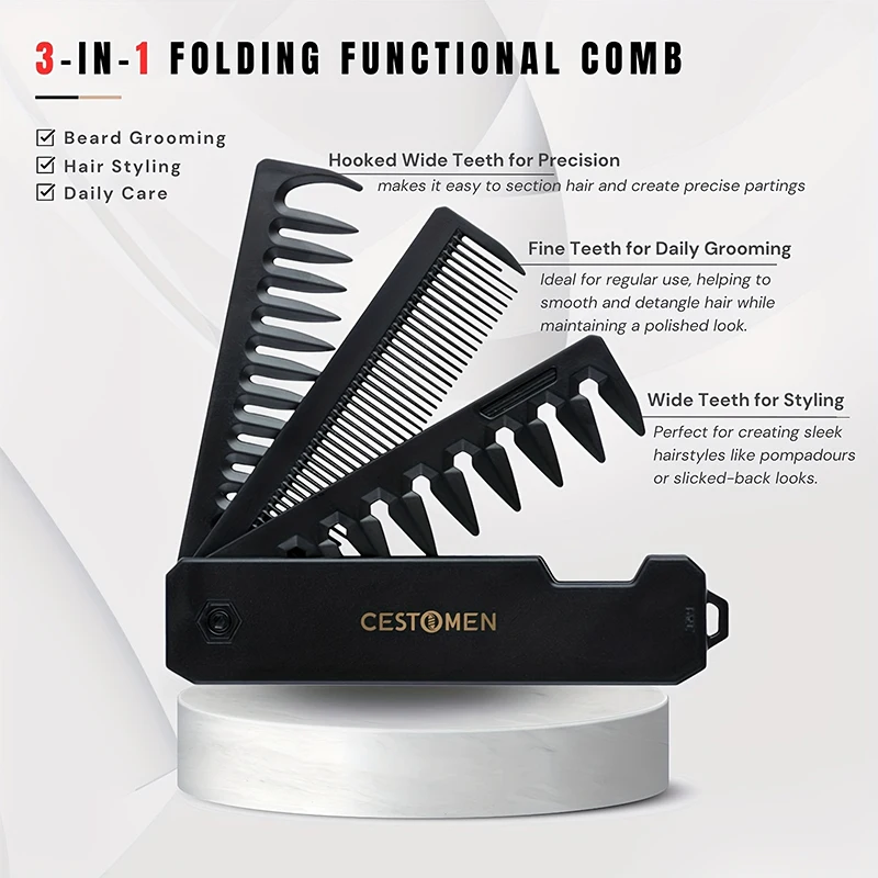 หวีจัดแต่งทรงผม 3-in-1 แบบพับไ - Mens Grooming Travel Kit บทวิจารณ์และราคา