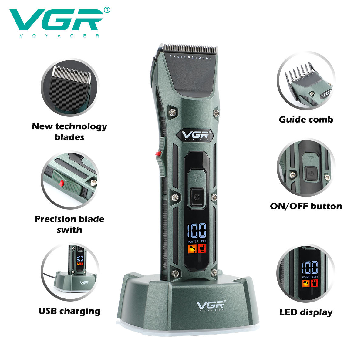 VGR V-696 ใหม่โลหะยอดนิยมSalon - Hair Clipper Professional บทวิจารณ์และราคา